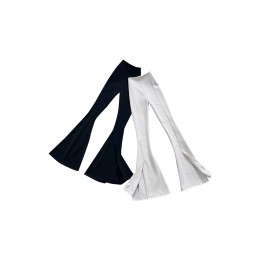 Bulk order high waist flared trousers fashion design slit slimming flared trousers women's trousers supplier flare leg SKSP042 Bulk order high waist flared trousers fashion design slit slimming flared trousers women's trousers supplier flare leg SKSP042